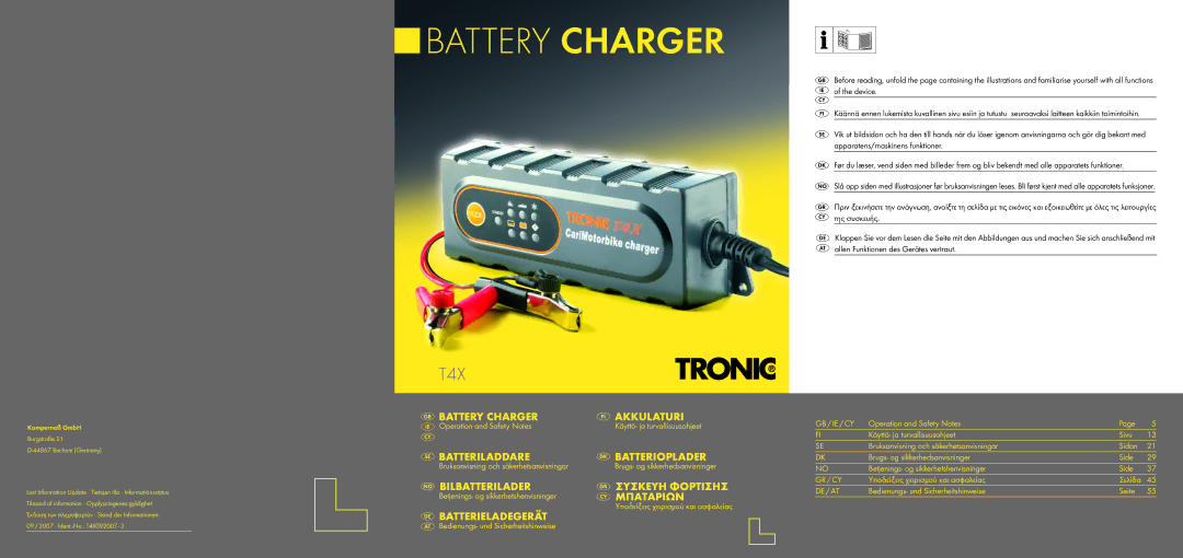 Kompernass T4X manual BAT TERY Charger 